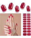 Foyute Semi Cured Gel Nail Strips 20 Pcs Soft Self-Adhesive Gel Nail Polish Wraps Sticker for Salon-Quality Manicure Set Long Lasting Easy to Apply & Remove Nail File & Wooden Stick (Red) - Buy Online on SooperMarket.com