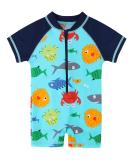 HUAANIUE Baby Boys Swimsuit with Sun Protection Hat | UPF 50+ One Piece Rash Guard for Swimming | 0-6 Months to 4 Years | Bluesealife Swimwear - Buy Online on SooperMarket.com