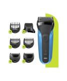 Braun Series 3 310BT Electric Razor for Men - 3-in-1 Trimmer Rechargeable Wet & Dry 30-Min Run Time Black/Blue - Ideal Beard Grooming Tool - Buy Online on SooperMarket.com