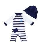UPF 50+ Baby Boy Swimwear Set with Sun Hat | Navy Stripe | 6-9 Months - Buy Online on SooperMarket.com