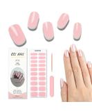 Foyute Semi Cured Gel Nail Strips 20 Pcs Soft Self-Adhesive Gel Nail Polish Wraps Sticker for Salon-Quality Manicure Set Long Lasting Easy to Apply & Remove Nail File & Wooden Stick (Pink B) - Buy Online on SooperMarket.com