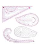 HLZC Fashion Clear Metric Sewing Ruler Set - 4-Piece Pink French Curve Pattern Making Kit - Buy Online on SooperMarket.com