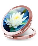 iampanda Compact Rose Gold Pocket Makeup Mirror with 2X Magnifying - Beautiful Lotus Flower Design - Buy Online on SooperMarket.com