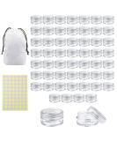55Pcs 5g Sample Containers with Lids, Labels - Clear Acrylic Jars for Cosmetics, Creams, Makeup, Nails - Buy Online on SooperMarket.com