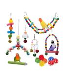 MQUPIN Bird Parrots Toys 14-Pack Cage Toys Hanging Swing Climbing Shredding Perches Ladders Sepak Takraw Bell Frosting Stick Parrot Set Toy for Medium Budgie Finches Cockatiels Conures African Parrot S-6.9inch - Buy Online on SooperMarket.com