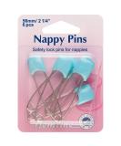 Hemline Safety Lock Nappy Pins 56mm 6pcs - Blue | Secure Diaper Pins for Baby Care - Buy Online on SooperMarket.com