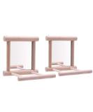 HANZE Bird Mirror and Swing Set for Parrots - Wooden Toy for Macaws, Lovebirds, Cockatiels - 2 Pack - Buy Online on SooperMarket.com