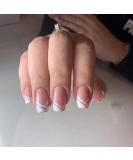 French Short False Nails - Pink Hypotenuse Square Press On Nails for Women & Girls | 24pcs Gift Set for Parties - Buy Online on SooperMarket.com