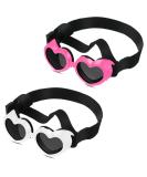 2 Pcs Small Dog Sunglasses UV Protection Heart Goggles for Dogs - Pink/White - Buy Online on SooperMarket.com