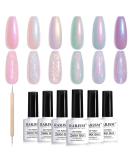 RARJSM Mermaid Pearl Gel Nail Polish - Glitter Pearlescent Shell, Soak Off LED UV Curing, DIY Manicure, Pink Beige/Blue Green/Purple Shimmer, Swirl Thread Effect - Mermaid Pearl Collection - Buy Online on SooperMarket.com