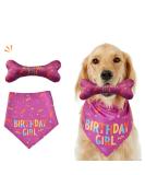 Dog Birthday Bandana Girl Set Pet Happy Birthday Toy Party Triangle Bibs with Cute Biting Bone Scarf Accessory for Small Medium Large Dogs Cats - Pink - Buy Online on SooperMarket.com