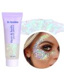 Chunky Glitter Gel - Festival Cosmetic Glitter for Face, Hair, Nails - Mermaid Sequins Liquid Eyeshadow - Long Lasting 50ml (#06 White) - Buy Online on SooperMarket.com