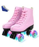Women's High-top PU Leather Roller Skates - Pink Flash, Size 37 US 6 - Buy Online on SooperMarket.com