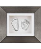 BabyRice New Baby Casting Kit with Brushed Pewter 3D Frame - Silver Paint, White Mount and Backing - Buy Online on SooperMarket.com