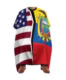 American & Ecuador Flag Barber Cape - Adult Haircut Apron for Home Salon & Barbershop | Premium Quality Hairdressing Cape - Buy Online on SooperMarket.com