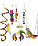 7-Piece Parrot Toys Set - Swing Toys Wooden Ladder & Rope Bars for Small to Medium Birds | Durable & Fun Bird Enrichment - Buy Online on SooperMarket.com