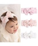 Fashion band Baby girl nylon frontal ligaments Bowknot Elastic hair bands soft sweet headgear for children toddlers (3 pack) (pink) - Buy Online on SooperMarket.com
