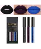 3Pcs Dark Black Blue Purple Matte Liquid Lipstick Sets Long Lasting Matte Lipstick Lip Stain Lip Gloss Set 24 Hour Waterproof Matt Lipsticks Set (Set07) - Buy Online on SooperMarket.com