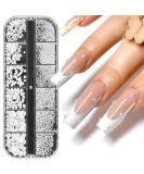 1 box/12 grid nail art rhinestones white pearls for nails for nails semicircular pearl balls nail charms small stainless steel pearls caviar beads white flatback pearls for women acrylic nail decorations design - Buy Online on SooperMarket.com