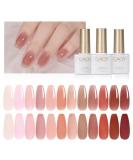 GAOY 15 Pcs Jelly Gel Nail Polish Kit - Sheer Nude Pink Nail Art Set with Glossy & Matte Top Coat for DIY Manicure & Pedicure - Buy Online on SooperMarket.com