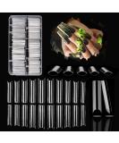 480 Pcs Straight Square Nail Tips | Clear Half Cover C Curve Acrylic & Gel Extension Set - Buy Online on SooperMarket.com