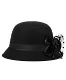Glamorstar Vintage Felt Cloche Hat Winter Floral Fedora Bucket Hat Bowler Hats One Size Black - Buy Online on SooperMarket.com