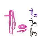 Tahoe Tack Double Layer Nylon Headstall with Reins - Pink Full Size - Buy Online on SooperMarket.com