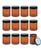 Qeirudu 8 oz Amber Plastic Jars with Lids and Labels 12 Pack Refillable Empty Round Cosmetic Containers for Body Butter Creams Lotion Essential oil Powders Ointments - Buy Online on SooperMarket.com