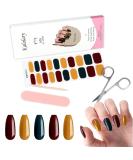 Kalolary Gel Nail Polish Strips Nail Gel Art Sticker Waterproof Full Nail Wraps Decal Sets with Scissors Nail File and Stick for Women Girls Nail Art Decor (UV/LED Lamp Required)-7 - Buy Online on SooperMarket.com