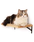 FUKUMARU Floating Wall Shelf with Cat Faux Lamb Mat, 0.79 Inch Thick Solid Rubber Wood Hanging Shelves, 15.7 x 10 Inch Floating Wall Shelf with A Cat Scratching Mat - Buy Online on SooperMarket.com