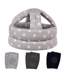 TORASO Baby Head Protector & Knee Pads for Crawling Infant | Safety Helmet & Walking Baby Helmet | Ages 6-36 Months | Gray Star - Buy Online on SooperMarket.com