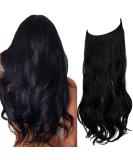 OMGREAT Halo Hair Extension - Invisible Secret Wire Dark Black Curly Wavy Hairpiece 20 inch - Buy Online on SooperMarket.com