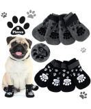 Anti Slip Dog Socks with Adjustable Strap for Indoor Traction Control - Black/Gray S (8 Pieces) - Buy Online on SooperMarket.com