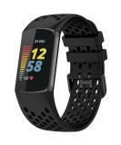 TopPerfekt Adjustable Silicone Sport Band for Fitbit Charge 5 - Breathable Replacement Wristband Bracelet for Men and Women - Black - Buy Online on SooperMarket.com