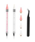 Wax Pencil for Rhinestones Wax Pen Rhinestone Picker Dotting Pen 2 Pieces Acrylic Handle Dual-Ended Rhinestones Pen Applicator Jewel Picker Tool with 4 Extra Wax Tips and 1 Nail Art Tweezer - Buy Online on SooperMarket.com