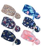 Honoson 6 Pcs Scrub Caps Women Nursing Hats with Buttons Adjustable Bouffant Nurse Hats Ponytail Holder Bouffant Turban Hats Fresh Patterns - Buy Online on SooperMarket.com