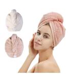 2 Pack Hair Towel Wrap,Hair Drying Towel with Button, Microfiber Hair Towel, Dry Hair Hat, Bath Hair Cap (Pink&Beige) - Buy Online on SooperMarket.com