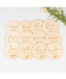 Joy Depot 12-Piece Baby Monthly Wooden Cards and Discs Set for Newborns | Double-Sided Milestone Photo Props | Baby Shower Gift | 0-12 Months Growth Recording - Buy Online on SooperMarket.com