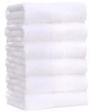Aibaser Bamboo Cotton Bath Towels - 27x54 inch - 6 Piece Set - Ultra Absorbent - White Bath Towels - Buy Online on SooperMarket.com