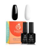 Beetles Gel Nail Polish Kit- 2 Pcs 15ml Black White Colors Gel Polish Set Soak Off Led Nail Gel Polish Nail Art Manicure Salon Diy at Home Design Decorations 0.51 Fl Oz (Pack of 2) 15ML*2PCS Black & White - Buy Online on SooperMarket.com