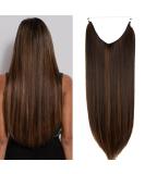 Halo Long Synthetic Hair Extensions Invisible Wire Headband 22 Inch Straight 4.4 Oz - Heat Resistant Fiber - No Clip - Dark Brown Mix Light Auburn - Buy Online on SooperMarket.com