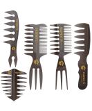 Noverlife 5PCS Men's Pompadour Hairstyling Combs - Professional Wide Teeth Texture Comb Set for Slicked Back Hairstyle - Buy Online on SooperMarket.com