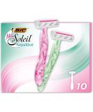 Bic Miss Soleil Sensitive Razor Women 1 x 10 Pack disposable razor in 2 colors with aloe vera & vitamin E for a gentle shave 10 pieces (1 Pack) - Buy Online on SooperMarket.com