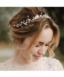 Catery Leaf Bride Wedding Headband Silver Crystal Pearl Hair Vine Braid Headpiece Bridal Hair Accessories for Women and Girls - Buy Online on SooperMarket.com