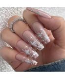 Vatocu Christmas False Nails - 24pcs Long Xmas Press on Nails with Snowflakes Glitter for Women and Girls - Buy Online on SooperMarket.com
