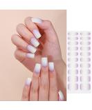 Semi Cured Gel Nails Strips - 20 Stickers Nail Wraps Soft Self - Solid Purple Full Wraps Nail Polish Stickers French Style (French Simple Style) Gradient Violet - Buy Online on SooperMarket.com