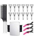 Silver Hair Selecting Ring & Steel Pin Rat Tail Combs Set with Magnetic Wrist Tool - Salon Braiding & Curling Kit - Buy Online on SooperMarket.com