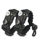 Daarcin 20-in-1 Survival Paracord Bracelet with Fire Starter, Compass, Whistle - Waterproof SOS Light, Adjustable - Ultimate Tactical Gear Set for Outdoor Adventures - 2pcs Black Upgraded - Gift for Kids & Men - Buy Online on SooperMarket.com