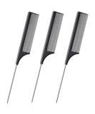 Dazisen Anti-Static Tail Combs Set - Fine Tooth Salon Barber Hairdressing Comb with Stainless Steel Handle for Men and Women - Black (Pack of 3) - Buy Online on SooperMarket.com