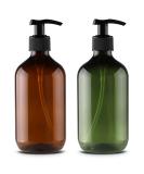 Alledomain 2PCS 500ml/17oz Empty Refillable Plastic Lotion Pump Bottles Shampoo Body Washing Cream Shower Gel Storage Holder Container Toiletries Liquid Dispenser (Brown & Green) - Buy Online on SooperMarket.com